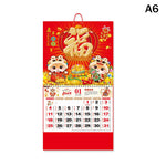 calendrier mural bois rouge doré illustration cheval symbole