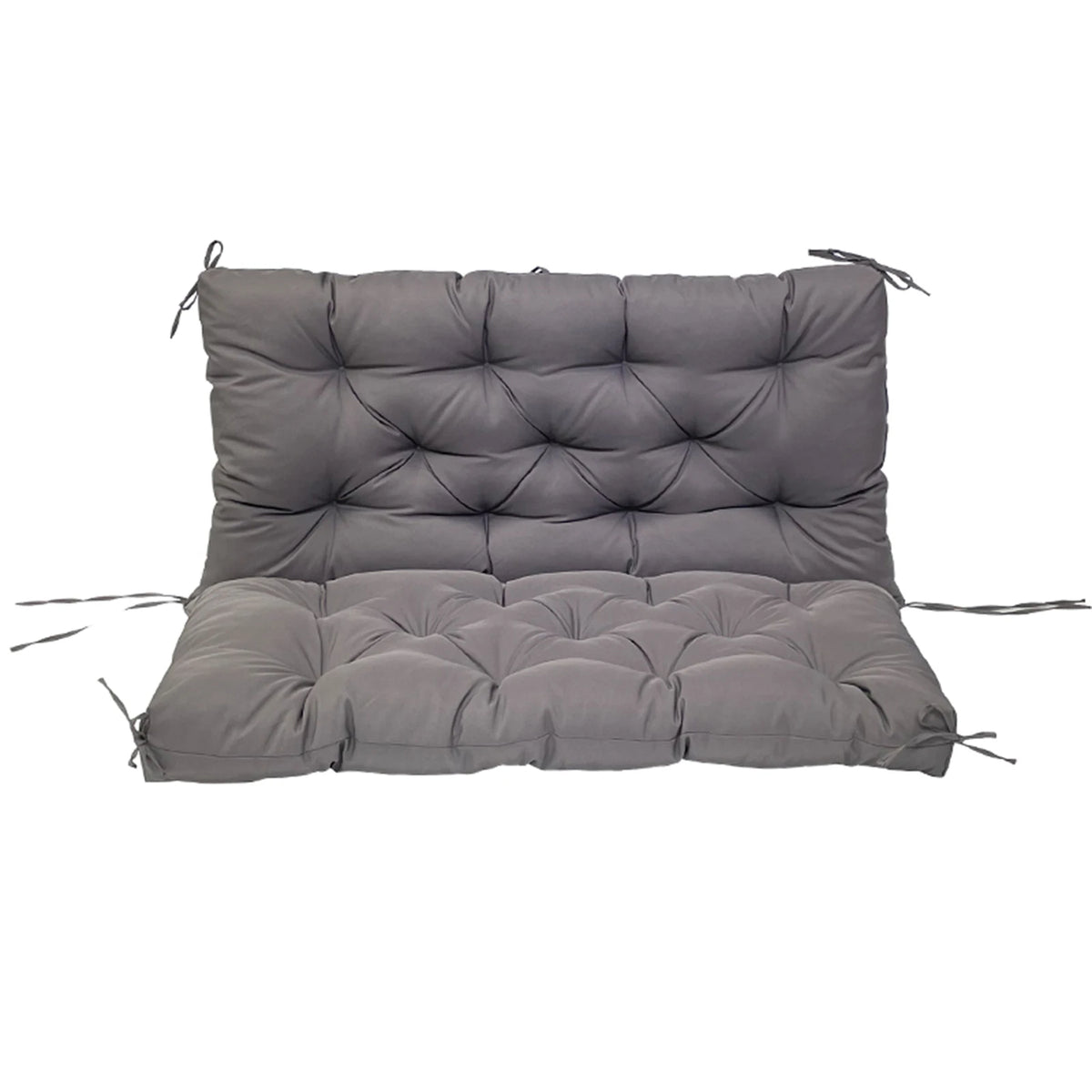 coussin balançoire extérieur gris capitonné imperméable rubans fixation banc jardin moderne