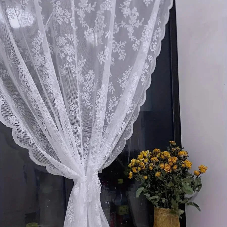 rideau floral transparent décoration romantique fenêtre intérieure machine lavable pastorale