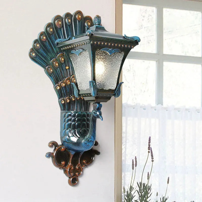 lampe murale paon baroque bleu doré motif brillant éclairage maison applique murale ip65 aluminium