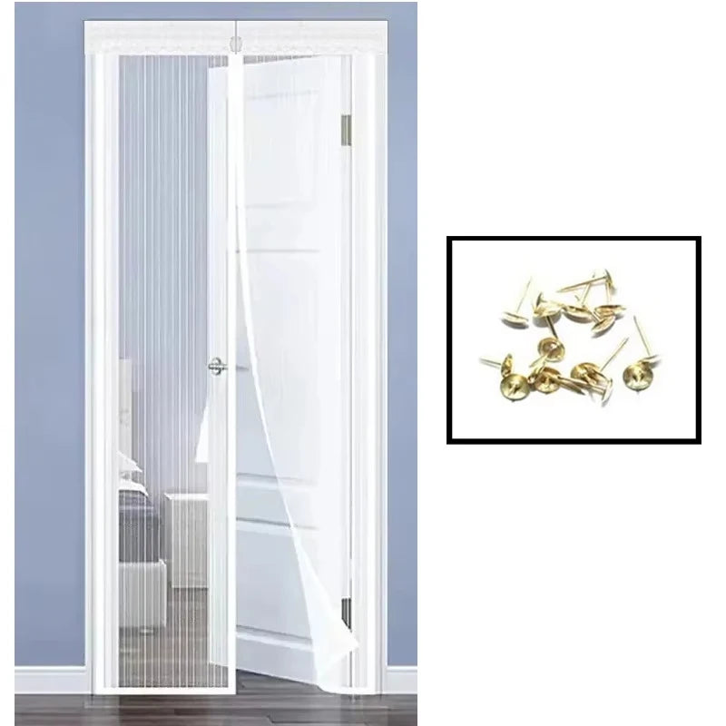 rideau moustiquaire porte blanc noir maille fine clips magnétiques autofermeture moderne