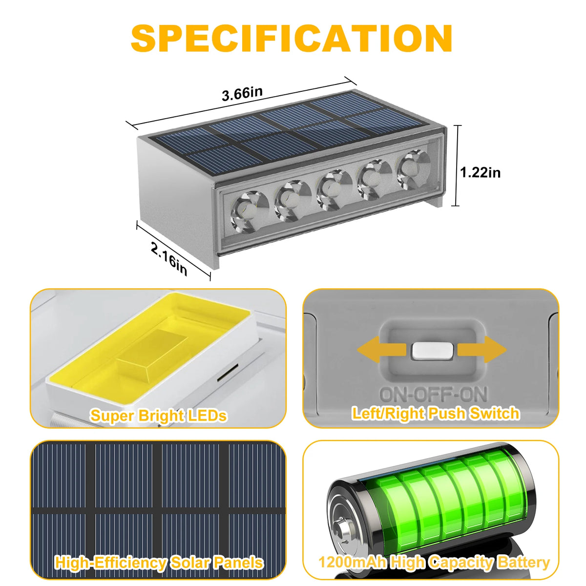 éclairage solaire marches led ip67 étanche autonomie moderne blanc adhésif