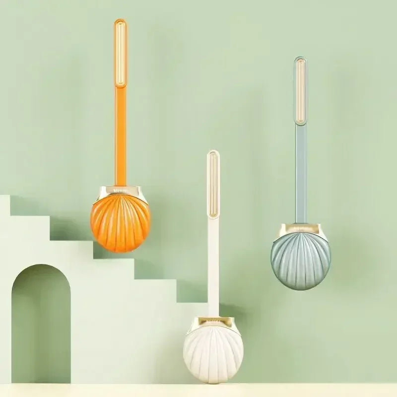 brosse wc moderne bleu clair orange blanc texture coquillage adhésif durable plastique