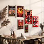 affiches pop art révolutionnaires géorges orwell 1984 graphiques abstrait oeil stylisé rouge noir beige