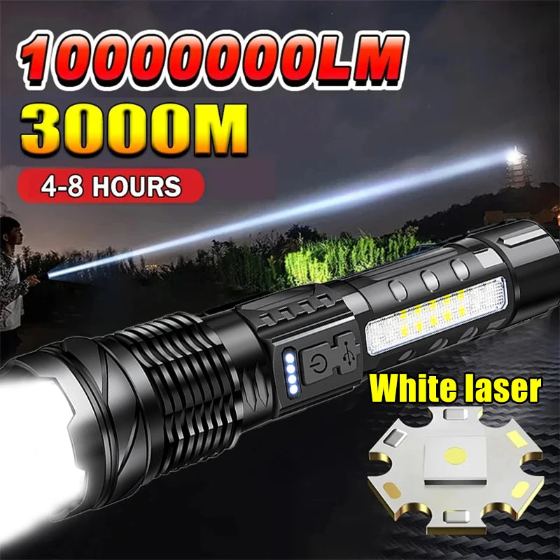 torche lumineuse rechargeable 20w led noire texturée moderne étanche 7modes