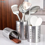 boîte rangement ustensiles perforée moderne acier inoxydable argenté cuillères fourchettes couteaux