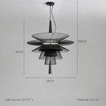suspension lumineuse or noir contemporain minimaliste ampoule led intégrée fixation câbles métal superposé