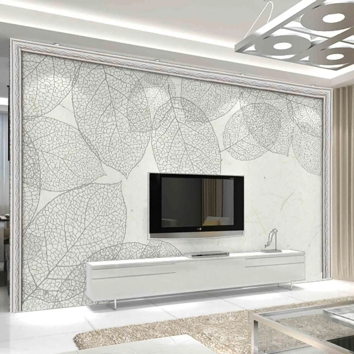 ruban décoratif autoadhésif moderne ornements floraux blanc classiqueintérieur décoration bande murale