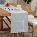 tableau chemin table gris clair moderne rayures carrées polyester maison festif decoration table serviettes