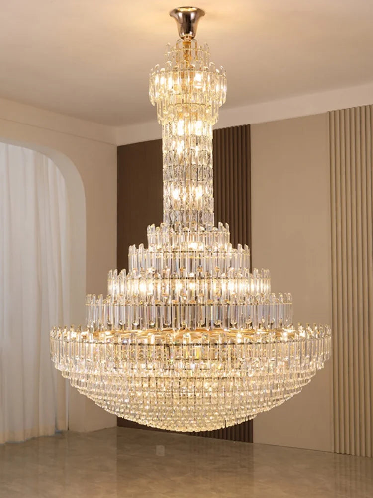 lustre cristal doré suspension salon hall lumière classique 20 sources 90v 260v