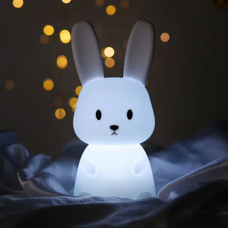 veilleuse led lapin blanc moderne capteur tactile lumiere ambiance chambre enfantDecoration Mignonne Opacité
