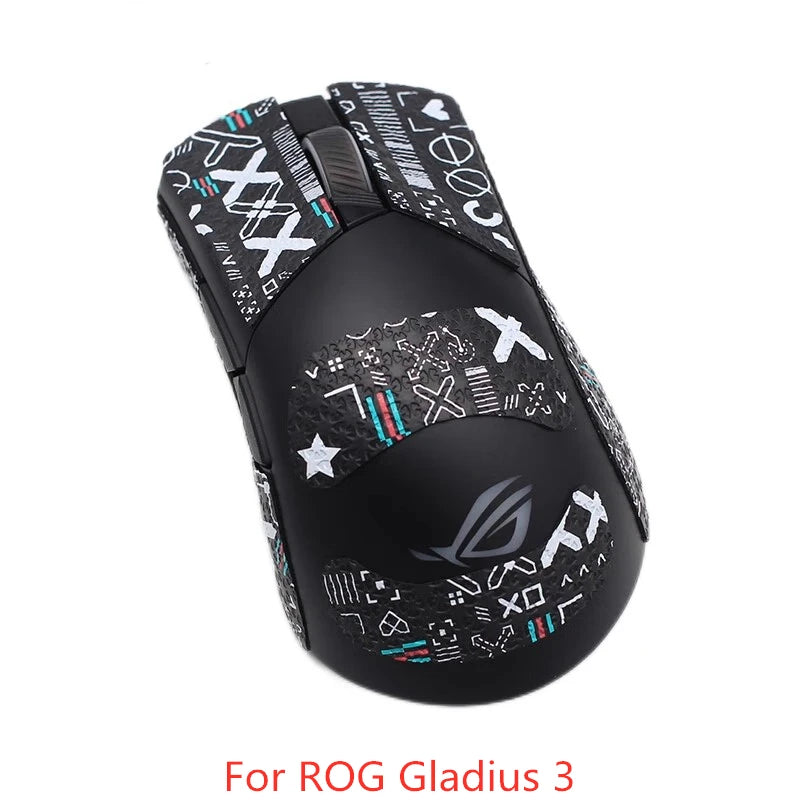autocollants antiderapants noirs motif geometrique souris gaming rog gladius deux trois