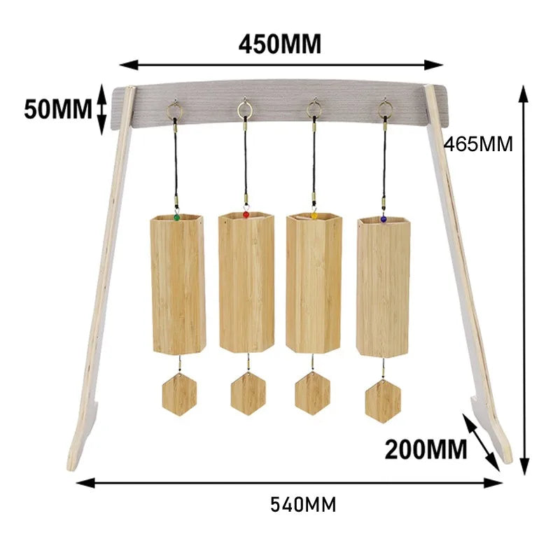 supports cloches vent bois naturel rouge motifs modernes minimalistes cloches