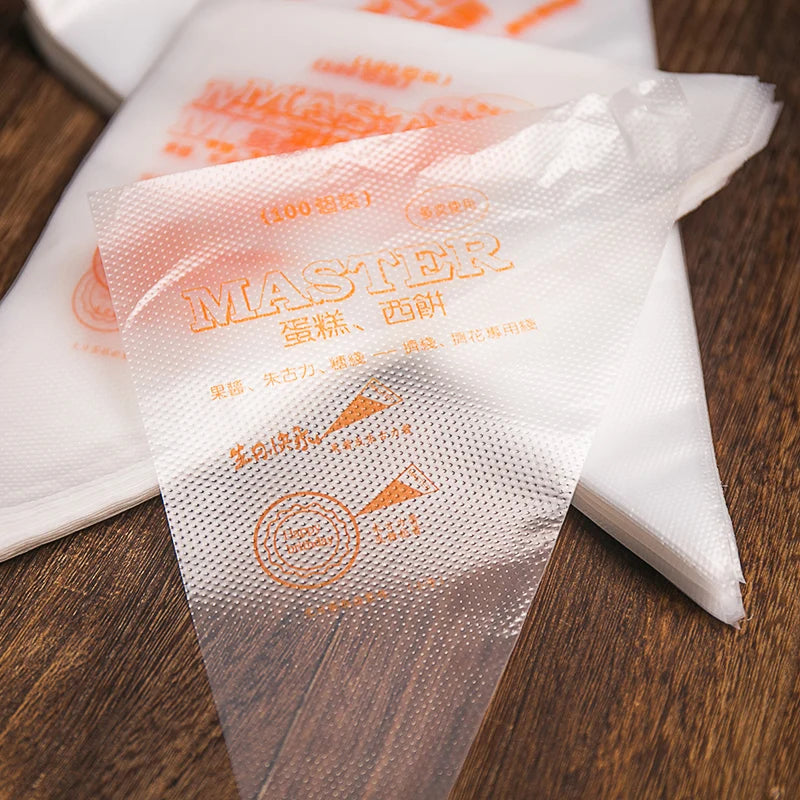 sacs pâtisserie blancs imprimés orange coniques taille respectueux environnement usage unique