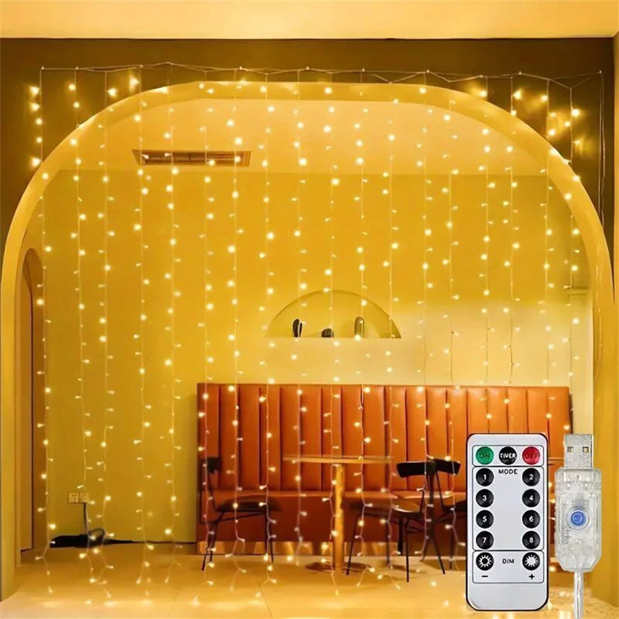 guirlande lumineuse rideau led blanc chaud rose multicolore semi transparent decorative festive moderne