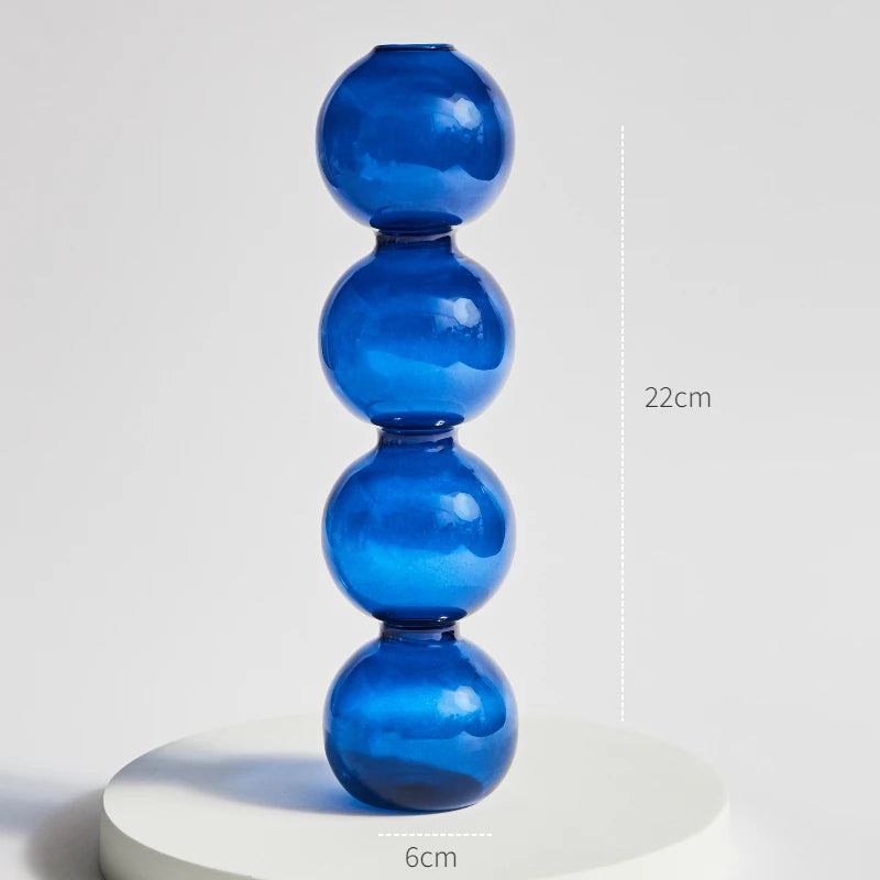 bougeoir moderne verre bleu cobalt texture ondulée décoration intérieure vase support blanc bougie blanche