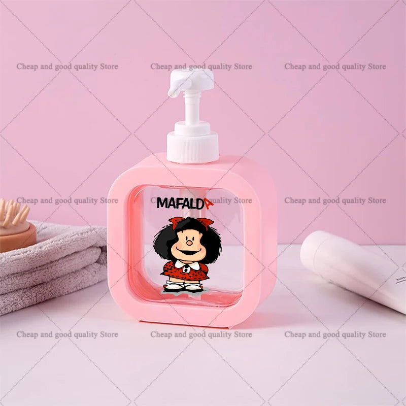 distributeur savon liquide rose personnages animés transparent moderne 300ml rechargeable