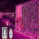 guirlande led rose rideau cascade lumière festives télécommande saint valentin mariage