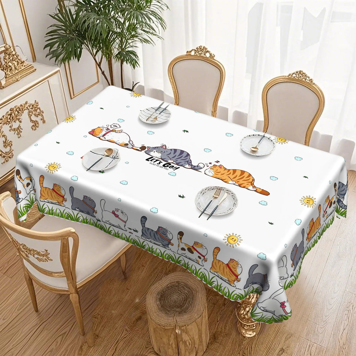 nappe table imperméable chats colorés motifs floraux moderne printemps été hiver automneextérieur usage domestique