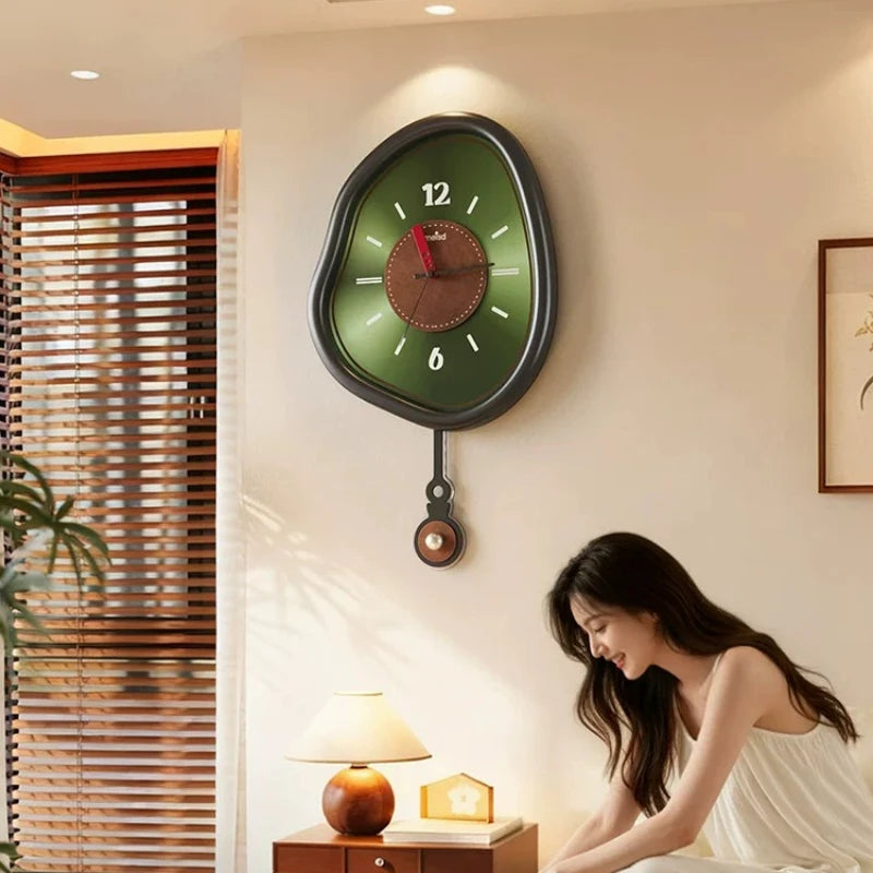 horloges murales modernes vert marron circulaire chiffres blancs pointeurs couleurs opaques fixations