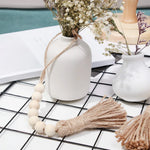 bracelet bois blanc cœur pompons coton boho chic décoration artisanale fait main