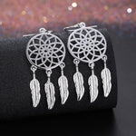 boucles d'oreilles ethniques bohèmes attrape rêves plumes filetage argenté 925 sterling femmes partie festive