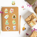 stickers cocktails multicolores illustrations aquarelle fruits herbes aromatiques bar shakers verres pack 50 adhésifs