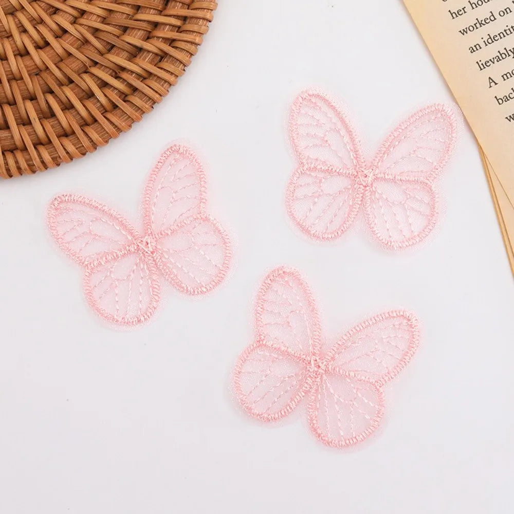 appliques papillon dentelle brodée transparentes couleurs variées polyester 4.5cm 4.0cm DIY trims patches oniriques
