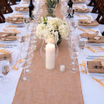 nappe rustique tissu toile beige marron clair blanc texture grossière mariage champêtre hydrangeas fleurs