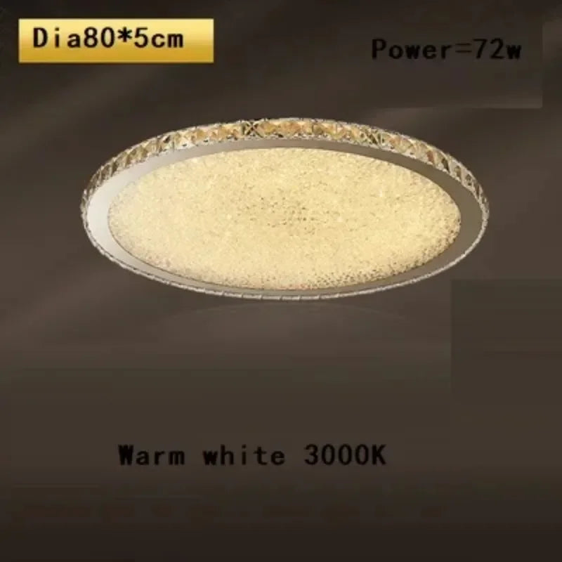 plafonnier led moderne cristaux brillants blanc doré élégant télécommande grande taille verre