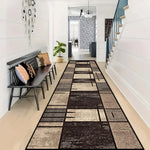 tapis géométrique vintage noir beige gris salon entrée couloir facile nettoyage polyester moderne contemporainextérieur
