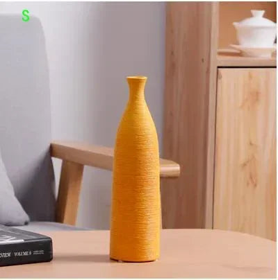 vases céramique modernes blanc noir orange texture tissée opaques salon