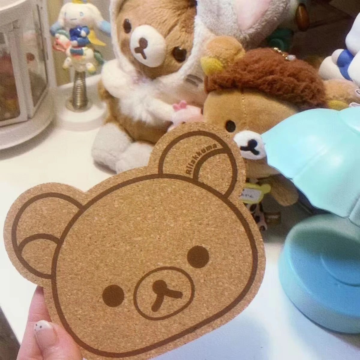 décoration murale kawaii tête d'ours liège motif rilakkuma mignon pinces linge fixations sans perçage