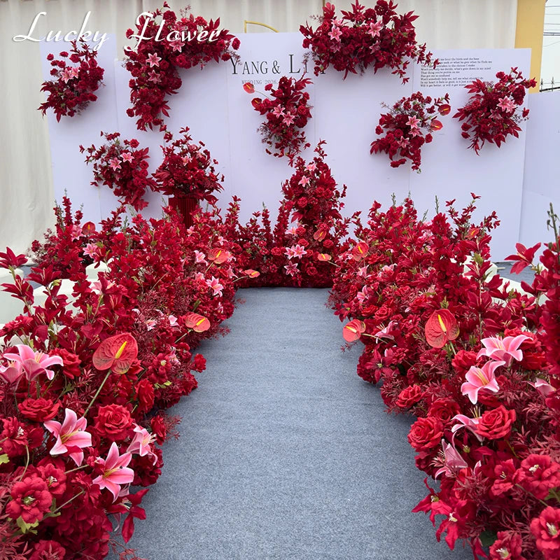 décoration extérieure mariage anniversaire fleurs artificielles roses lys naturelles élégantes composition florale