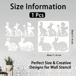 Stencil mural artisanal lapins fleurs texture bois blanc brun clair decoration murale peinture main