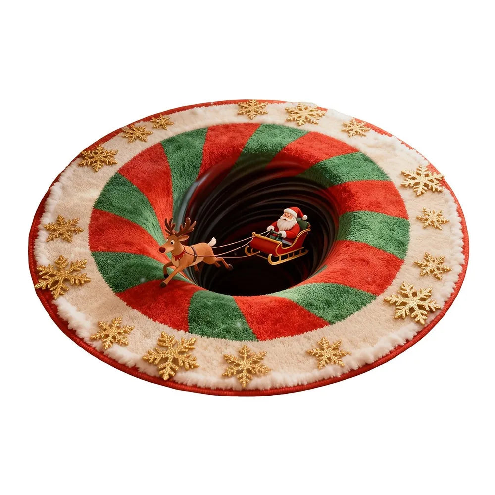 tapis sol rouge vert blanc noël rayures flocons guirlandes cadeaux 60cm antidérapant