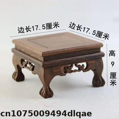 support d'affichage bois sculpté classique pied table vintage marron foncé motifs naturels