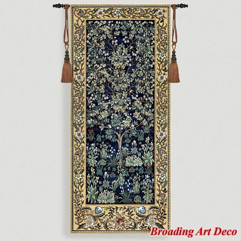 tapis coton brodé floral art deco rouge vert beige blanc 70x160cm