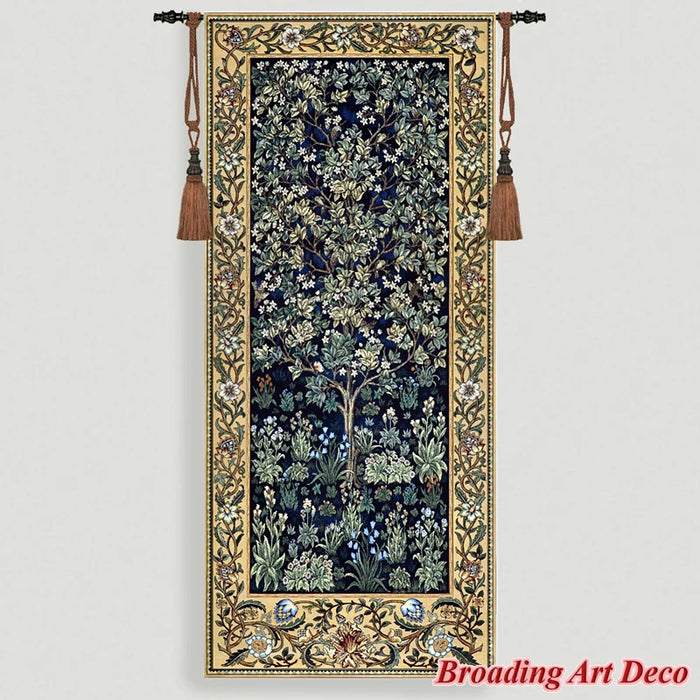 tapis coton brodé floral art deco rouge vert beige blanc 70x160cm
