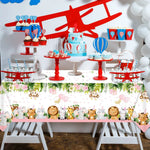 décoration anniversaire thème jungle animaux rose serviettes papier assiettes guirlande happy birthday nappe aquarelle