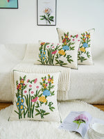 housse coussin brodée motif floral multicolore blanc décoratif adhésif traditionnel maison voiture