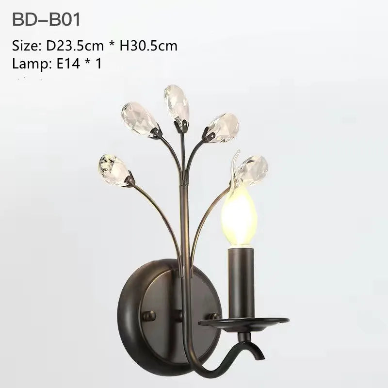 lustre led noir branches cristal contemporain élégant suspendu salon chambre