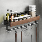 étagère murale bois marron bouteilles condiments huile d'olive moderne vis fixations rechargeable multifonctionnelle