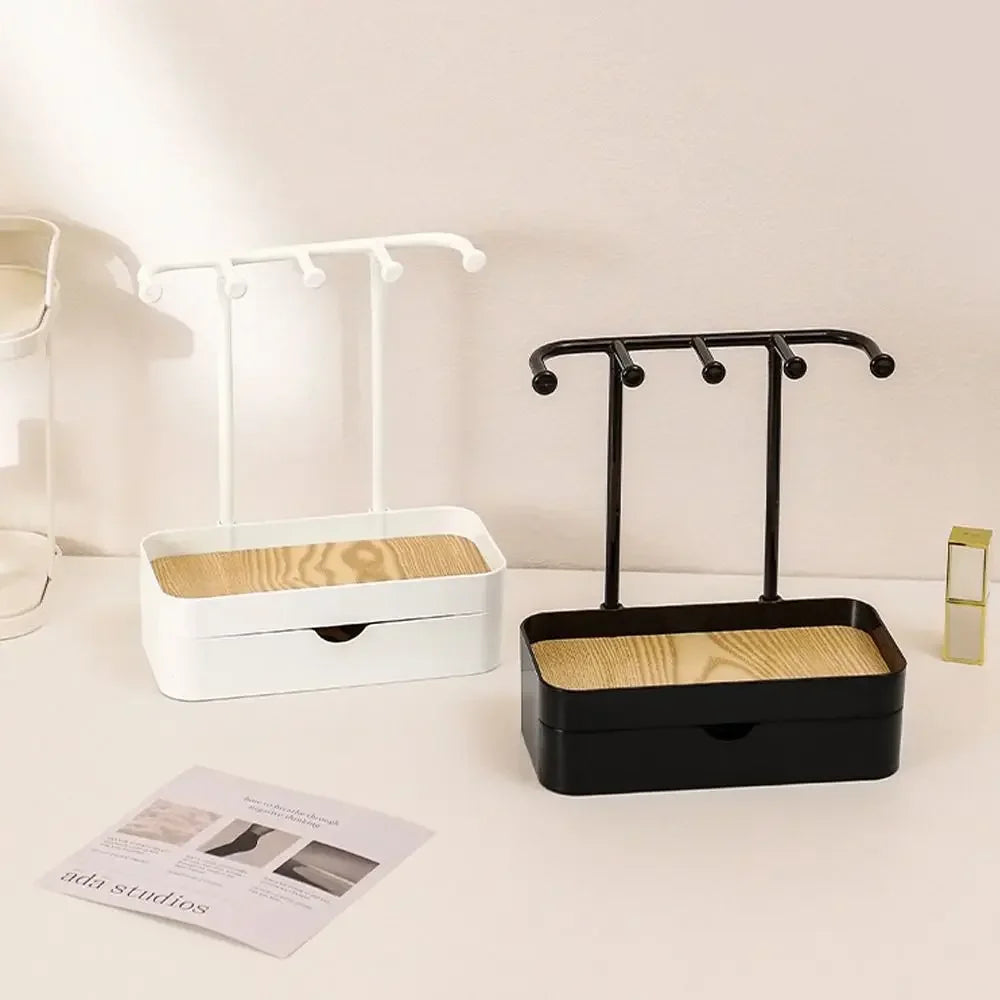 présentoir bijoux moderne boîtes rangement noir blanc texture bois