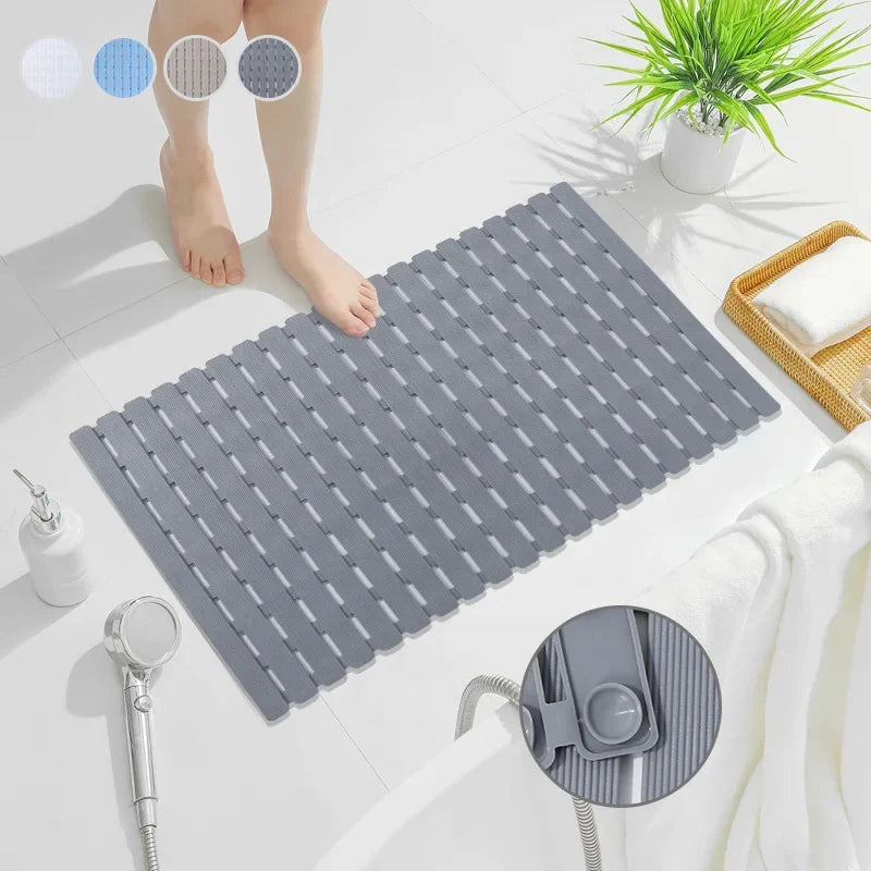 tapis bain antidérapant moderne 40x70cm lattes horizontales texturé ouvertures adhésifs salle bain