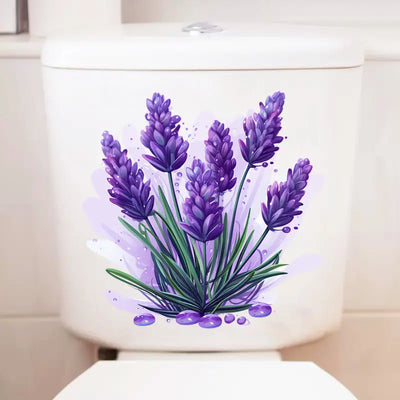 Sticker mural violet lavande pour salle de bain - Vue d'ensemble