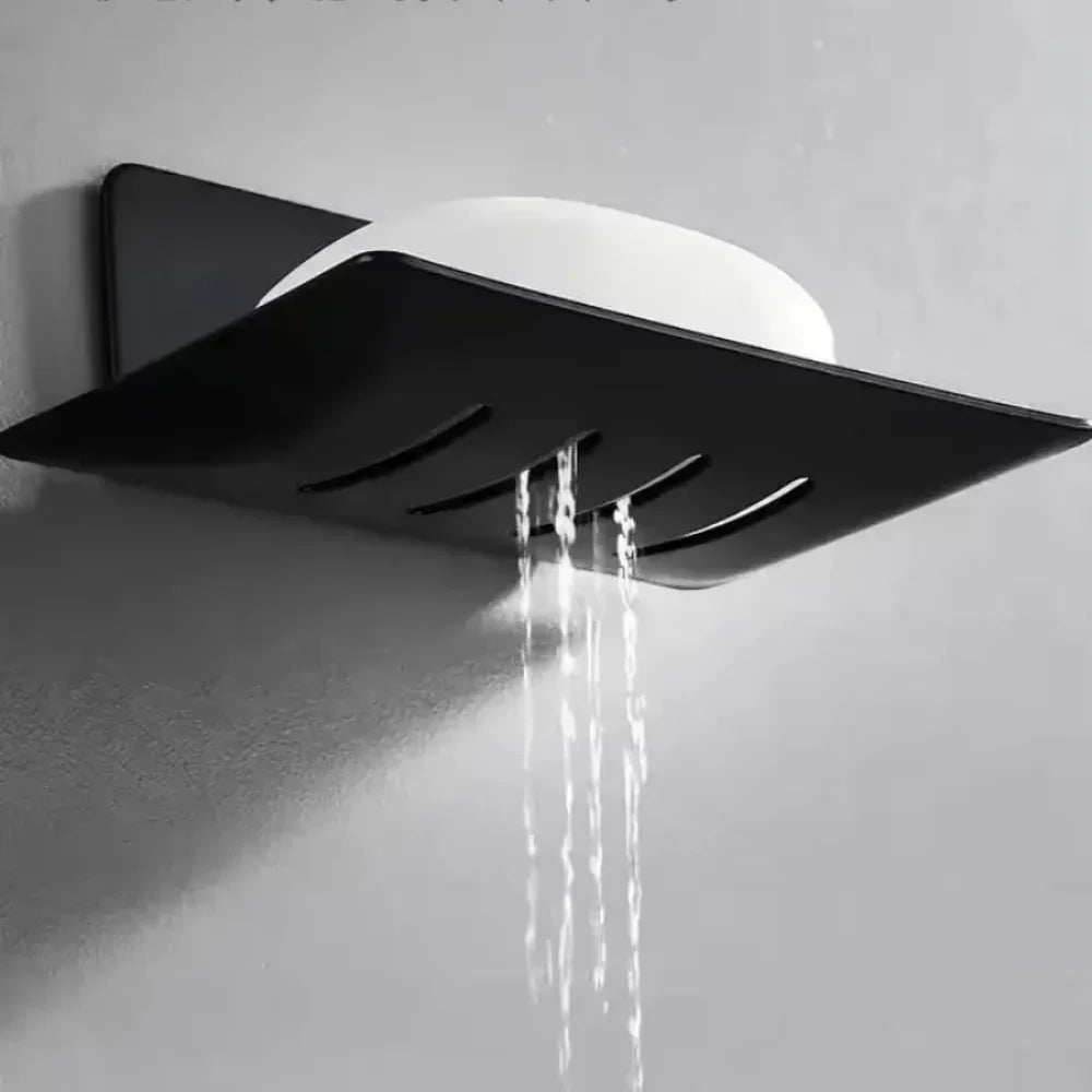 râtelier savon mural adhésif moderne gris blanc noir.Surface texturée drainage eau savons divers couleurs