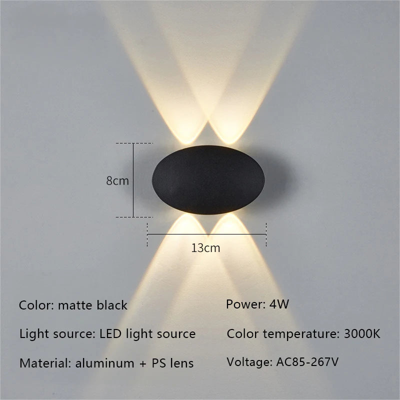 applique murale led moderne ip65 85v265v noir mat extérieure intérieure 13cm8cm