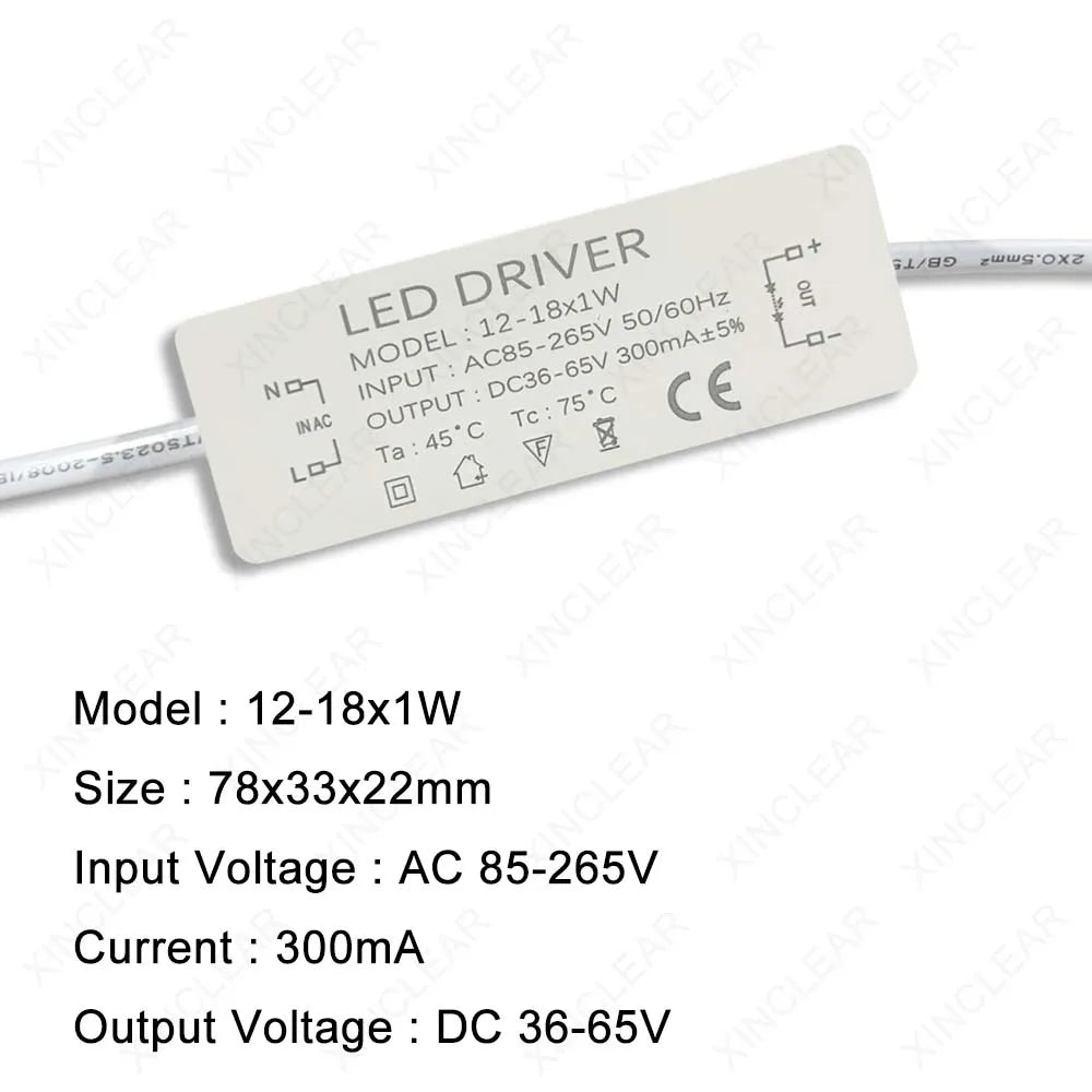 pilote led 300ma 12v 120v 240v blanc rectangulaire industriel certifié ccc fcc rohs