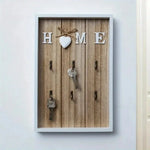 porte clés mural rustique blanc texture bois cœur crochets métalliques vintage